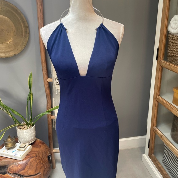 Aidan Mattox Navy Dress - Picture 1 of 7